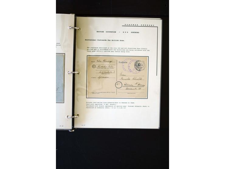  1945/1949, sehr umfangreiche Sammlung aller Zonen mit einigen hundert Briefen, Karten und Ganzsachen auf Austellungsblättern