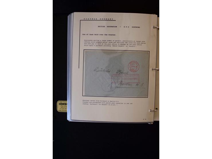  1945/1949, sehr umfangreiche Sammlung aller Zonen mit einigen hundert Briefen, Karten und Ganzsachen auf Austellungsblättern