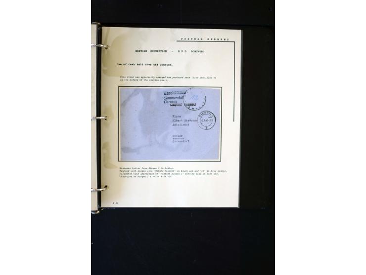  1945/1949, sehr umfangreiche Sammlung aller Zonen mit einigen hundert Briefen, Karten und Ganzsachen auf Austellungsblättern