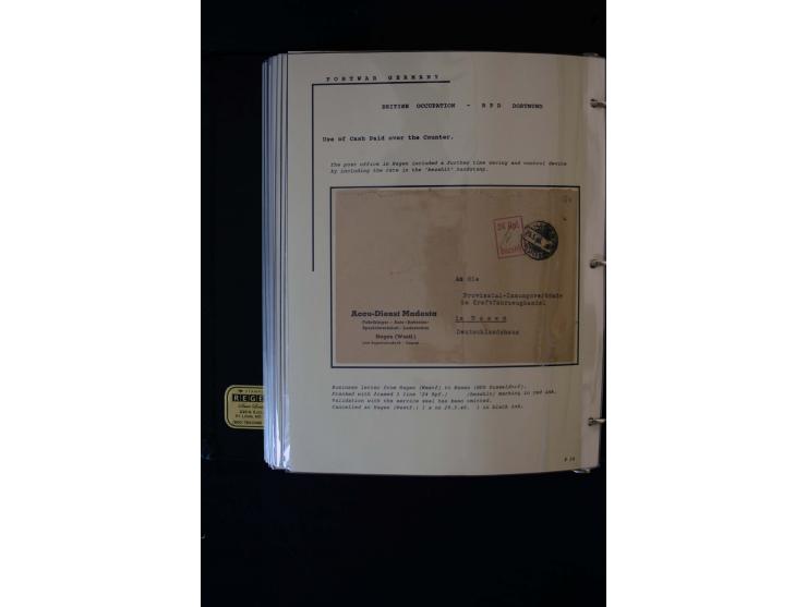  1945/1949, sehr umfangreiche Sammlung aller Zonen mit einigen hundert Briefen, Karten und Ganzsachen auf Austellungsblättern