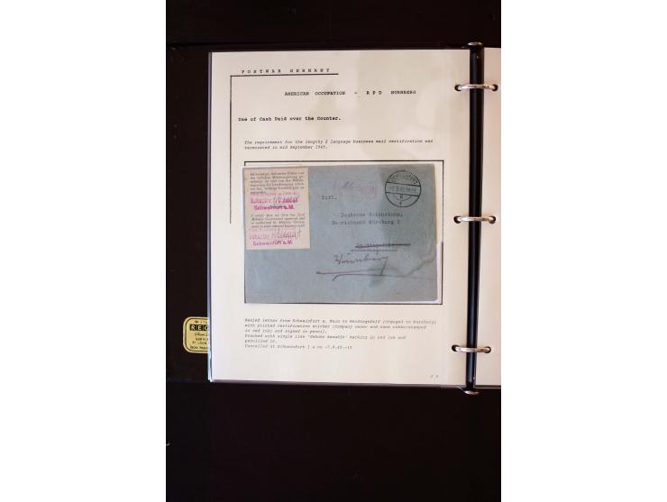  1945/1949, sehr umfangreiche Sammlung aller Zonen mit einigen hundert Briefen, Karten und Ganzsachen auf Austellungsblättern