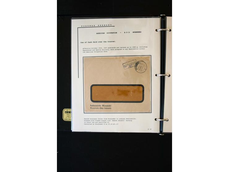  1945/1949, sehr umfangreiche Sammlung aller Zonen mit einigen hundert Briefen, Karten und Ganzsachen auf Austellungsblättern