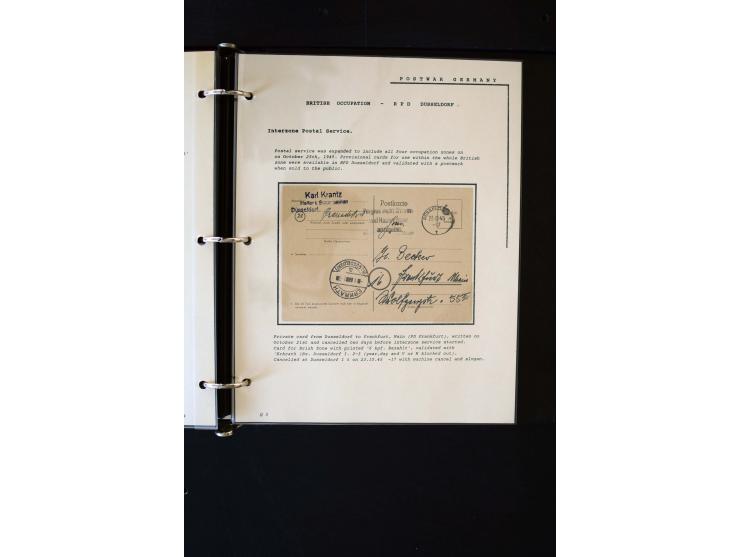  1945/1949, sehr umfangreiche Sammlung aller Zonen mit einigen hundert Briefen, Karten und Ganzsachen auf Austellungsblättern