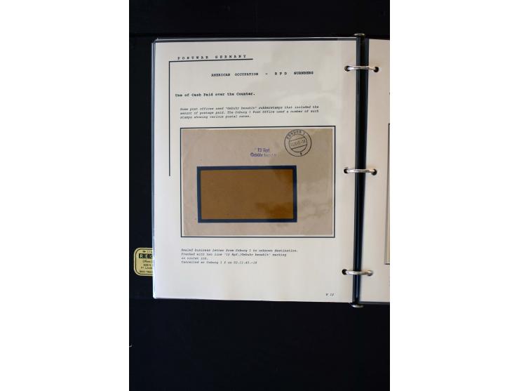  1945/1949, sehr umfangreiche Sammlung aller Zonen mit einigen hundert Briefen, Karten und Ganzsachen auf Austellungsblättern