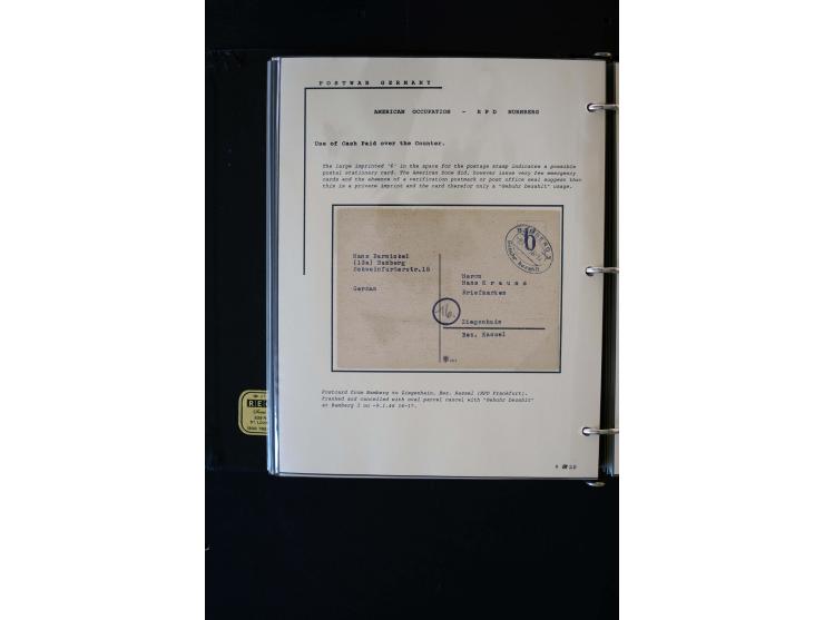  1945/1949, sehr umfangreiche Sammlung aller Zonen mit einigen hundert Briefen, Karten und Ganzsachen auf Austellungsblättern