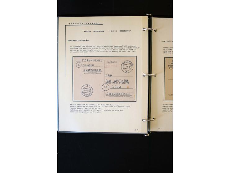  1945/1949, sehr umfangreiche Sammlung aller Zonen mit einigen hundert Briefen, Karten und Ganzsachen auf Austellungsblättern