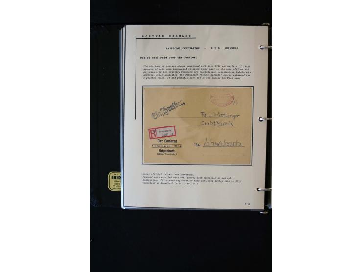  1945/1949, sehr umfangreiche Sammlung aller Zonen mit einigen hundert Briefen, Karten und Ganzsachen auf Austellungsblättern