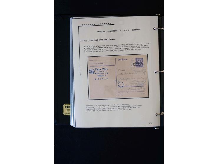  1945/1949, sehr umfangreiche Sammlung aller Zonen mit einigen hundert Briefen, Karten und Ganzsachen auf Austellungsblättern