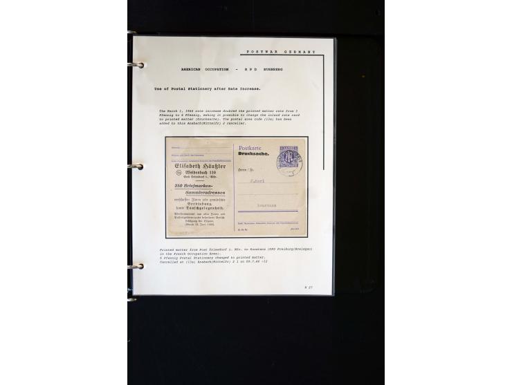  1945/1949, sehr umfangreiche Sammlung aller Zonen mit einigen hundert Briefen, Karten und Ganzsachen auf Austellungsblättern