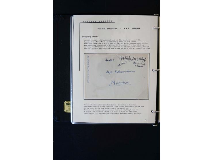  1945/1949, sehr umfangreiche Sammlung aller Zonen mit einigen hundert Briefen, Karten und Ganzsachen auf Austellungsblättern