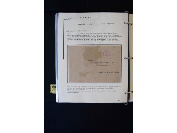  1945/1949, sehr umfangreiche Sammlung aller Zonen mit einigen hundert Briefen, Karten und Ganzsachen auf Austellungsblättern