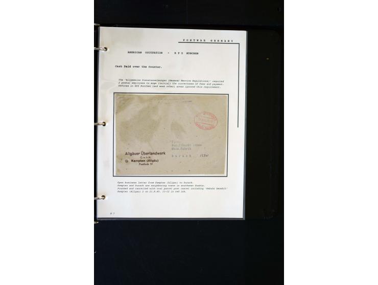  1945/1949, sehr umfangreiche Sammlung aller Zonen mit einigen hundert Briefen, Karten und Ganzsachen auf Austellungsblättern