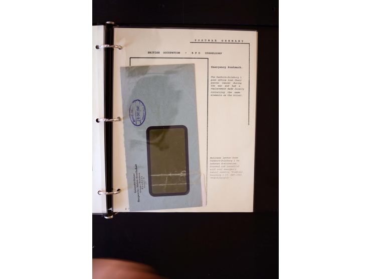  1945/1949, sehr umfangreiche Sammlung aller Zonen mit einigen hundert Briefen, Karten und Ganzsachen auf Austellungsblättern