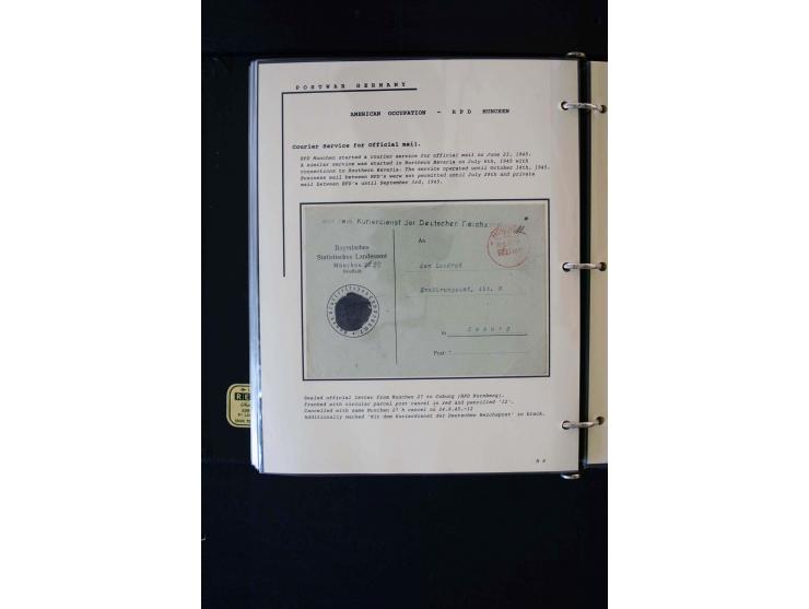  1945/1949, sehr umfangreiche Sammlung aller Zonen mit einigen hundert Briefen, Karten und Ganzsachen auf Austellungsblättern