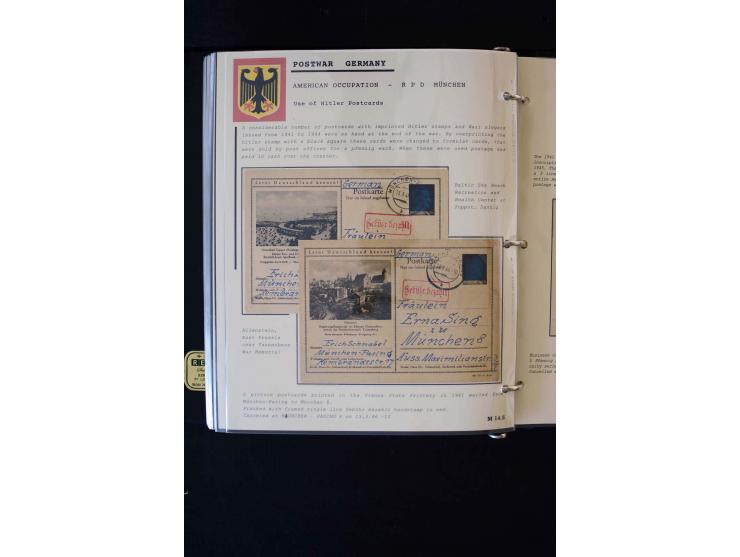  1945/1949, sehr umfangreiche Sammlung aller Zonen mit einigen hundert Briefen, Karten und Ganzsachen auf Austellungsblättern