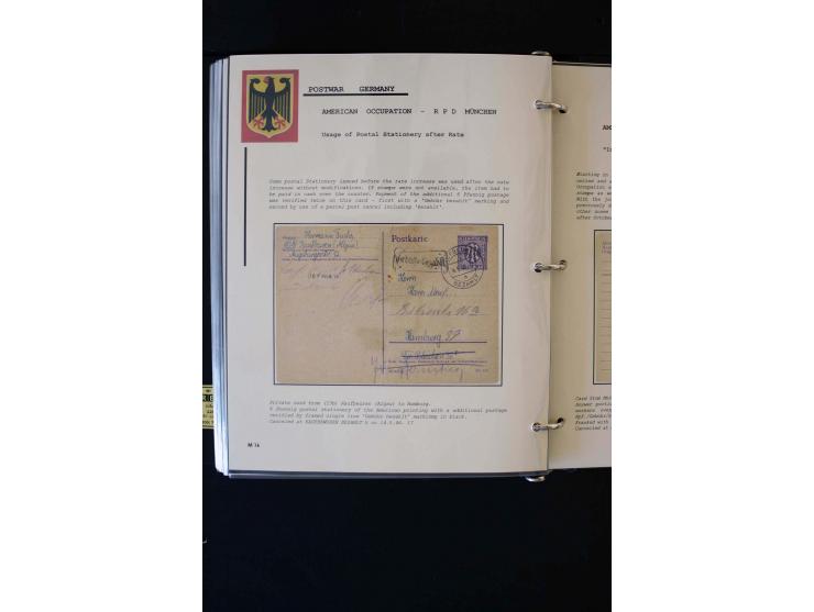  1945/1949, sehr umfangreiche Sammlung aller Zonen mit einigen hundert Briefen, Karten und Ganzsachen auf Austellungsblättern