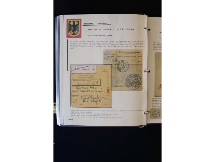  1945/1949, sehr umfangreiche Sammlung aller Zonen mit einigen hundert Briefen, Karten und Ganzsachen auf Austellungsblättern