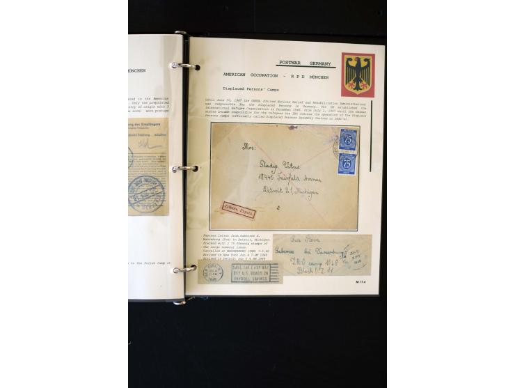  1945/1949, sehr umfangreiche Sammlung aller Zonen mit einigen hundert Briefen, Karten und Ganzsachen auf Austellungsblättern