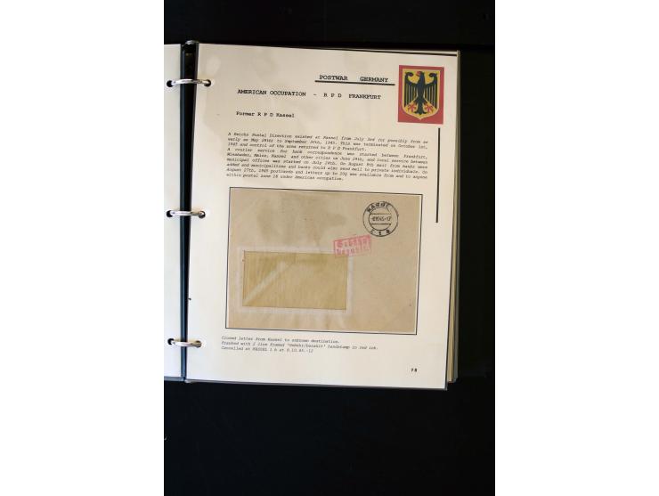  1945/1949, sehr umfangreiche Sammlung aller Zonen mit einigen hundert Briefen, Karten und Ganzsachen auf Austellungsblättern