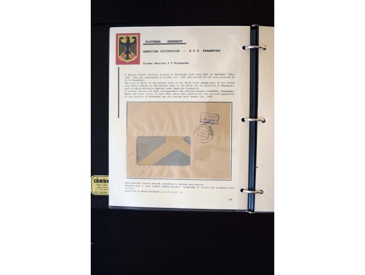  1945/1949, sehr umfangreiche Sammlung aller Zonen mit einigen hundert Briefen, Karten und Ganzsachen auf Austellungsblättern
