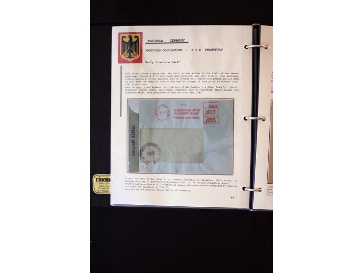  1945/1949, sehr umfangreiche Sammlung aller Zonen mit einigen hundert Briefen, Karten und Ganzsachen auf Austellungsblättern