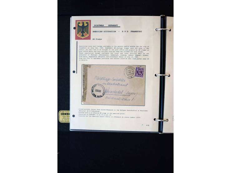 1945/1949, sehr umfangreiche Sammlung aller Zonen mit einigen hundert Briefen, Karten und Ganzsachen auf Austellungsblättern