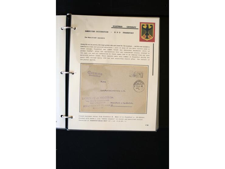  1945/1949, sehr umfangreiche Sammlung aller Zonen mit einigen hundert Briefen, Karten und Ganzsachen auf Austellungsblättern