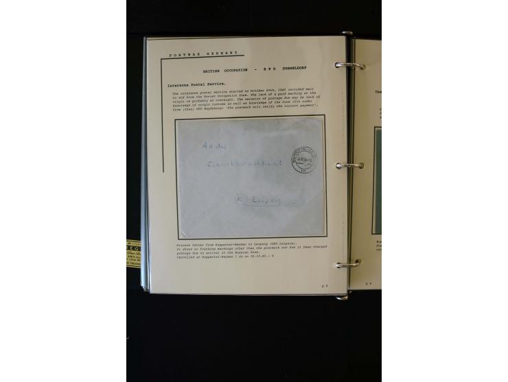  1945/1949, sehr umfangreiche Sammlung aller Zonen mit einigen hundert Briefen, Karten und Ganzsachen auf Austellungsblättern
