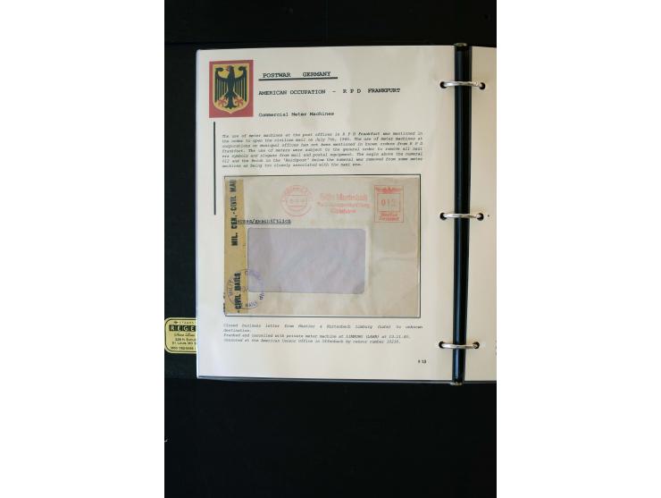  1945/1949, sehr umfangreiche Sammlung aller Zonen mit einigen hundert Briefen, Karten und Ganzsachen auf Austellungsblättern
