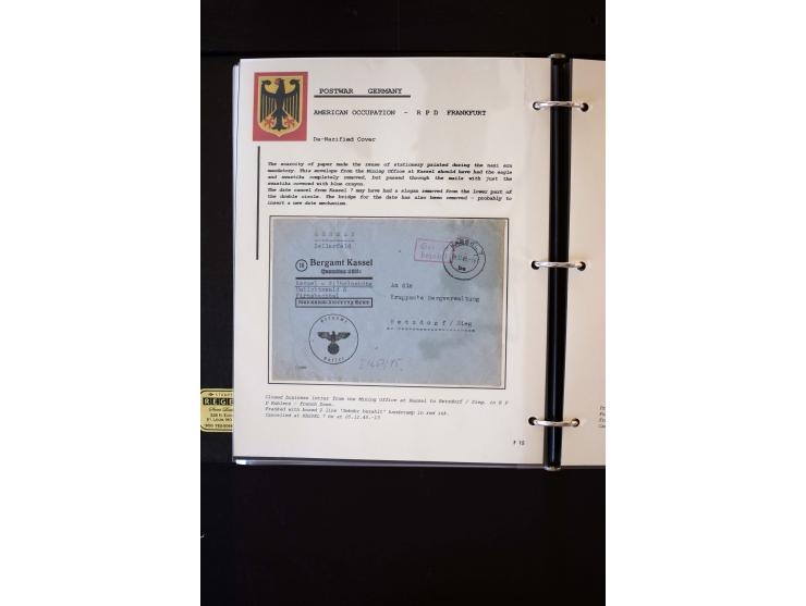  1945/1949, sehr umfangreiche Sammlung aller Zonen mit einigen hundert Briefen, Karten und Ganzsachen auf Austellungsblättern