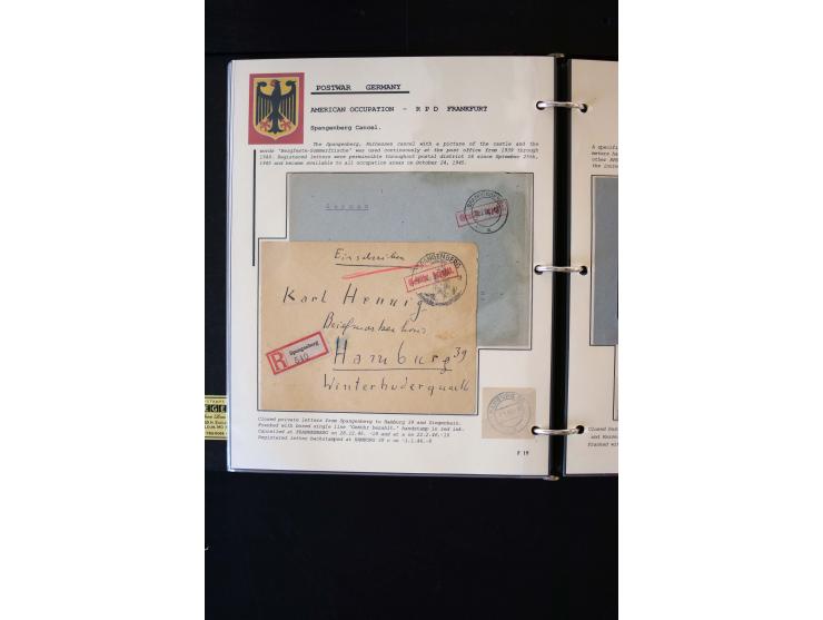  1945/1949, sehr umfangreiche Sammlung aller Zonen mit einigen hundert Briefen, Karten und Ganzsachen auf Austellungsblättern