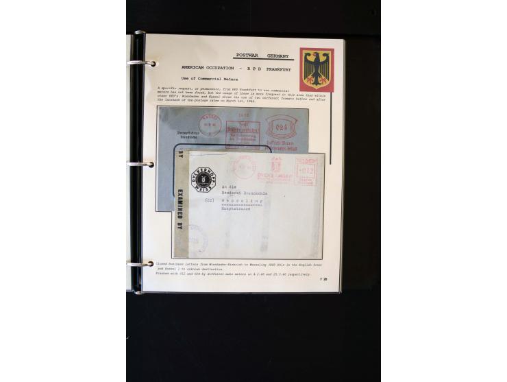  1945/1949, sehr umfangreiche Sammlung aller Zonen mit einigen hundert Briefen, Karten und Ganzsachen auf Austellungsblättern