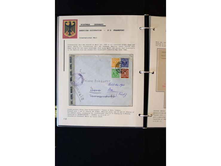  1945/1949, sehr umfangreiche Sammlung aller Zonen mit einigen hundert Briefen, Karten und Ganzsachen auf Austellungsblättern