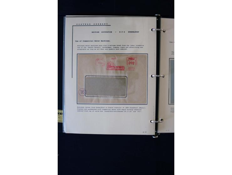  1945/1949, sehr umfangreiche Sammlung aller Zonen mit einigen hundert Briefen, Karten und Ganzsachen auf Austellungsblättern