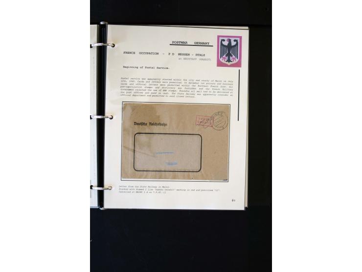 1945/1949, sehr umfangreiche Sammlung aller Zonen mit einigen hundert Briefen, Karten und Ganzsachen auf Austellungsblättern