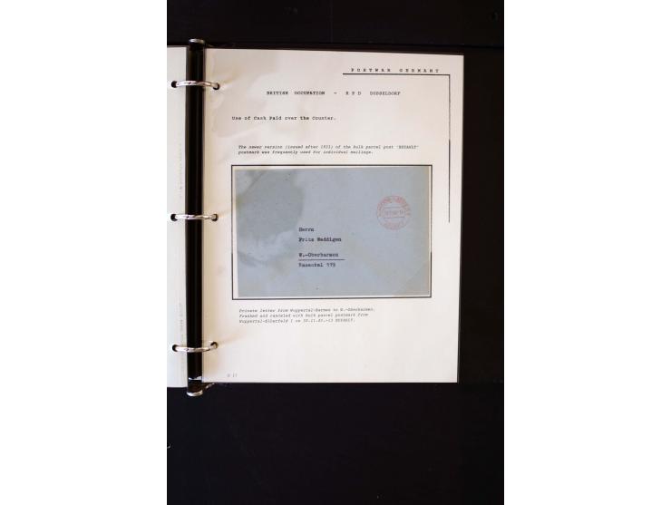  1945/1949, sehr umfangreiche Sammlung aller Zonen mit einigen hundert Briefen, Karten und Ganzsachen auf Austellungsblättern