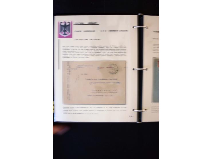  1945/1949, sehr umfangreiche Sammlung aller Zonen mit einigen hundert Briefen, Karten und Ganzsachen auf Austellungsblättern