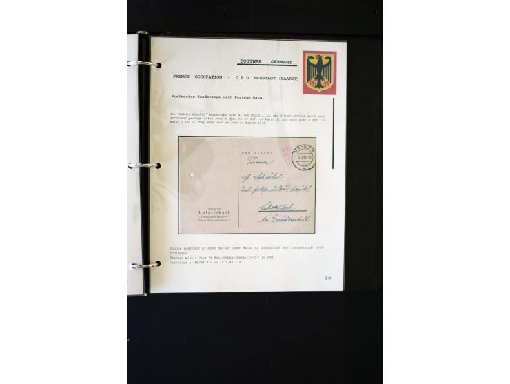  1945/1949, sehr umfangreiche Sammlung aller Zonen mit einigen hundert Briefen, Karten und Ganzsachen auf Austellungsblättern