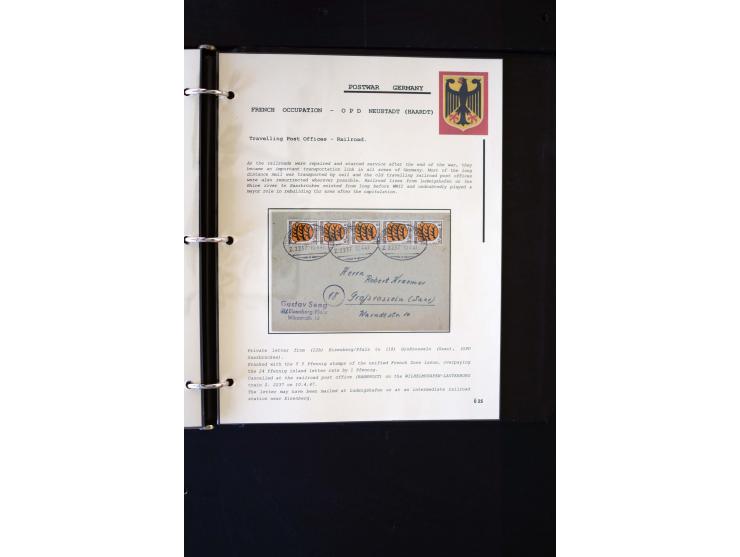  1945/1949, sehr umfangreiche Sammlung aller Zonen mit einigen hundert Briefen, Karten und Ganzsachen auf Austellungsblättern