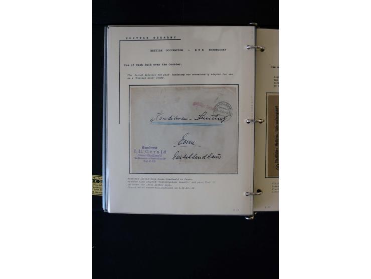  1945/1949, sehr umfangreiche Sammlung aller Zonen mit einigen hundert Briefen, Karten und Ganzsachen auf Austellungsblättern