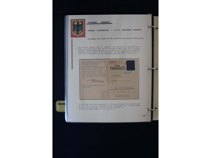  1945/1949, sehr umfangreiche Sammlung aller Zonen mit einigen hundert Briefen, Karten und Ganzsachen auf Austellungsblättern