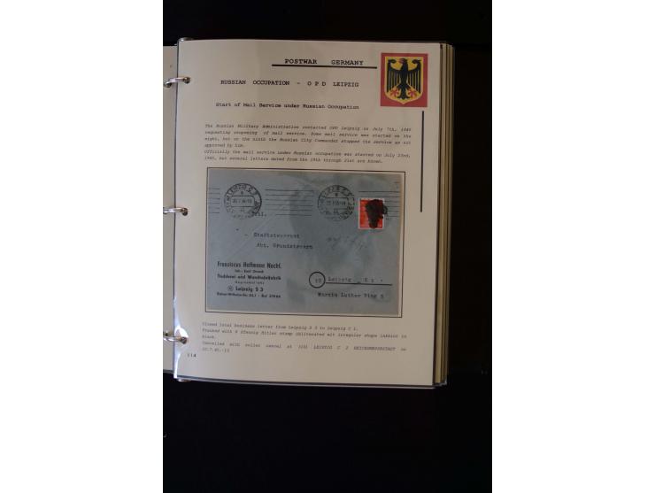  1945/1949, sehr umfangreiche Sammlung aller Zonen mit einigen hundert Briefen, Karten und Ganzsachen auf Austellungsblättern