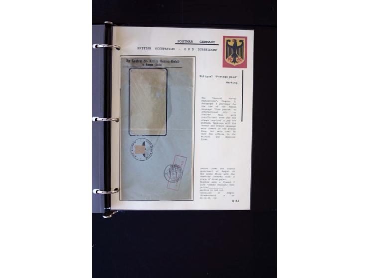  1945/1949, sehr umfangreiche Sammlung aller Zonen mit einigen hundert Briefen, Karten und Ganzsachen auf Austellungsblättern