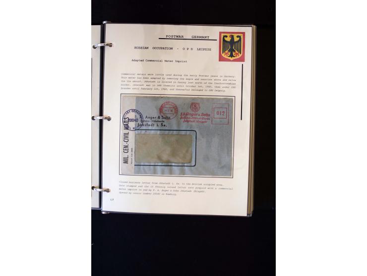  1945/1949, sehr umfangreiche Sammlung aller Zonen mit einigen hundert Briefen, Karten und Ganzsachen auf Austellungsblättern