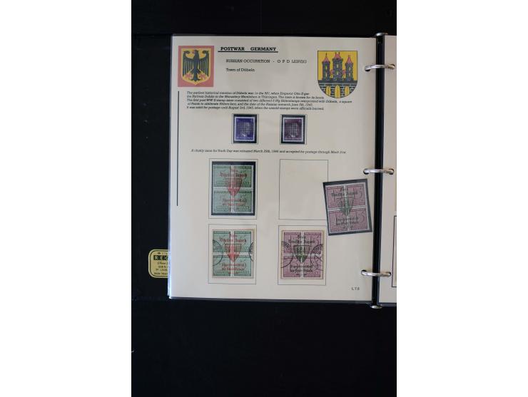  1945/1949, sehr umfangreiche Sammlung aller Zonen mit einigen hundert Briefen, Karten und Ganzsachen auf Austellungsblättern