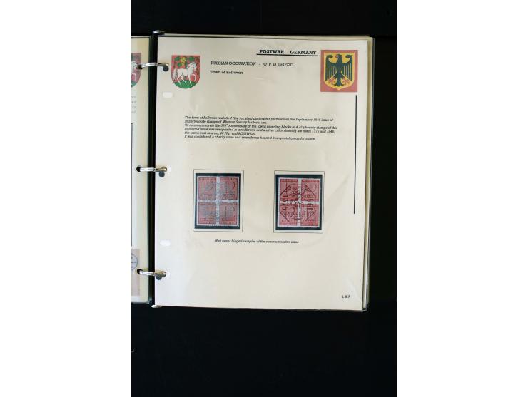  1945/1949, sehr umfangreiche Sammlung aller Zonen mit einigen hundert Briefen, Karten und Ganzsachen auf Austellungsblättern