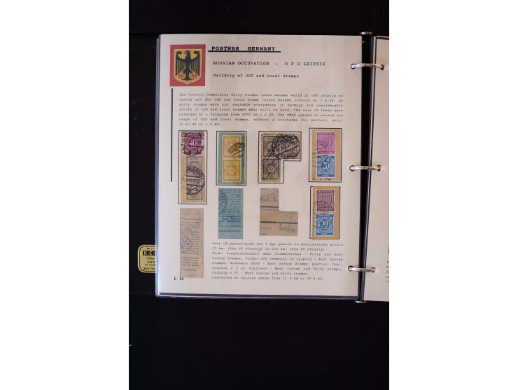  1945/1949, sehr umfangreiche Sammlung aller Zonen mit einigen hundert Briefen, Karten und Ganzsachen auf Austellungsblättern