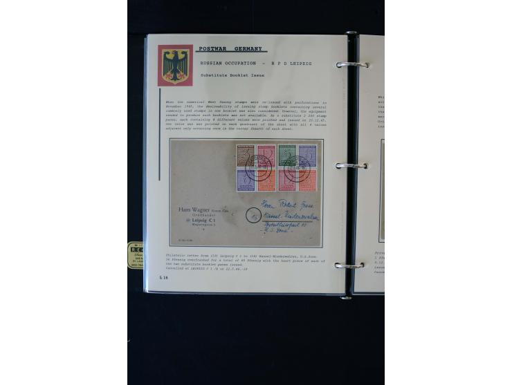  1945/1949, sehr umfangreiche Sammlung aller Zonen mit einigen hundert Briefen, Karten und Ganzsachen auf Austellungsblättern