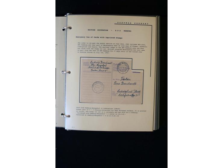  1945/1949, sehr umfangreiche Sammlung aller Zonen mit einigen hundert Briefen, Karten und Ganzsachen auf Austellungsblättern