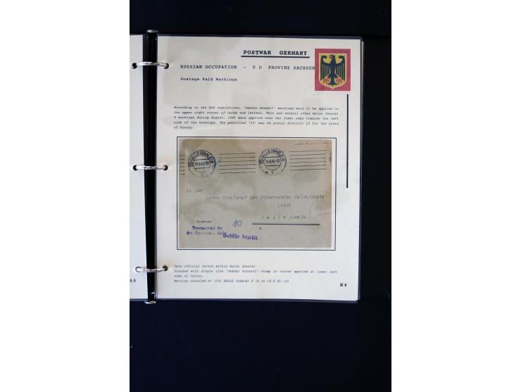  1945/1949, sehr umfangreiche Sammlung aller Zonen mit einigen hundert Briefen, Karten und Ganzsachen auf Austellungsblättern